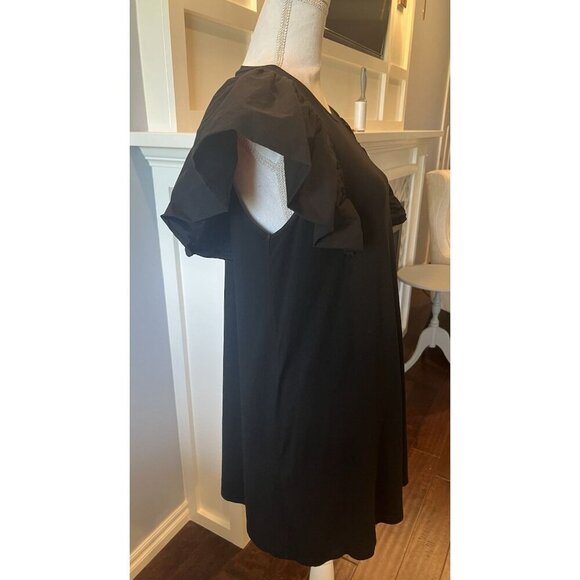 Anthropologie The Impeccable Pig Black Dress With Oversized Ruffle Sleeves SZ L - Picture 4 of 15